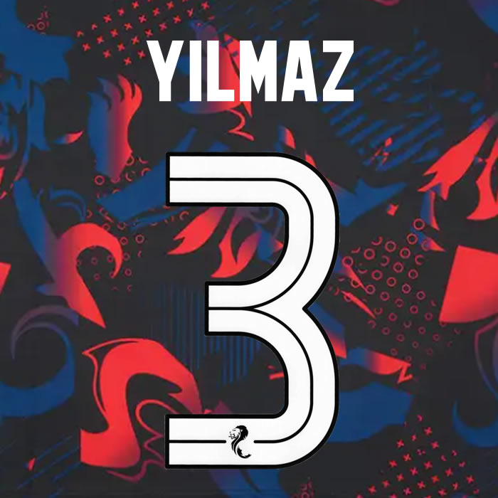 2024 2025 Rangers YILMAZ 3 WHITE 3RD OFFICIAL PLAYER SIZE NAMESET