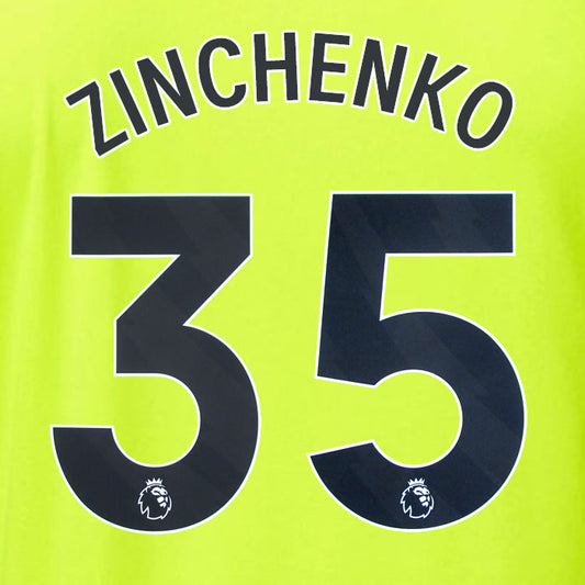2023 2024 OFFICIAL ARSENAL ZINCHENKO 35 AWAY PLAYER SIZE NAME SET