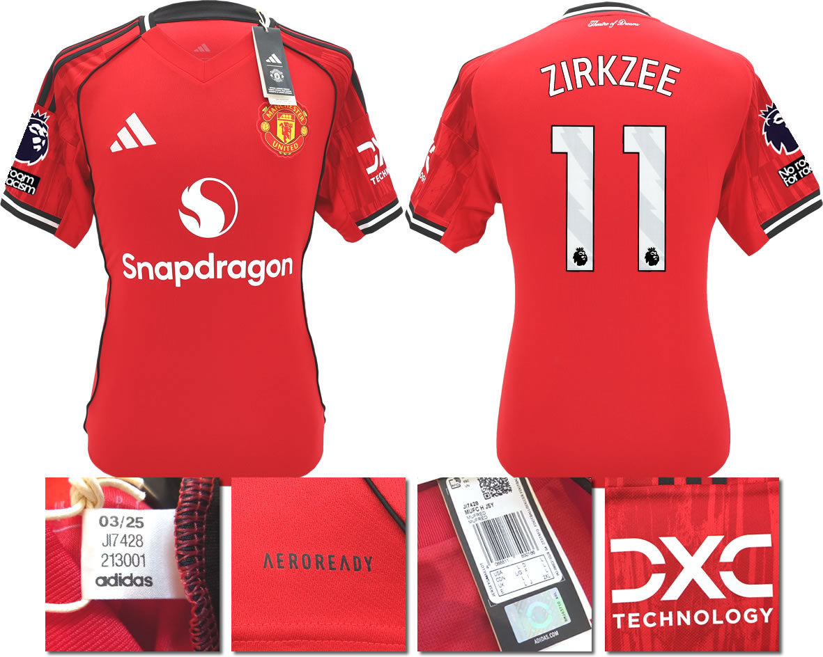 BNWT 2025 2026 MANCHESTER UNITED ADIDAS HOME SHIRT ZIRKZEE 11