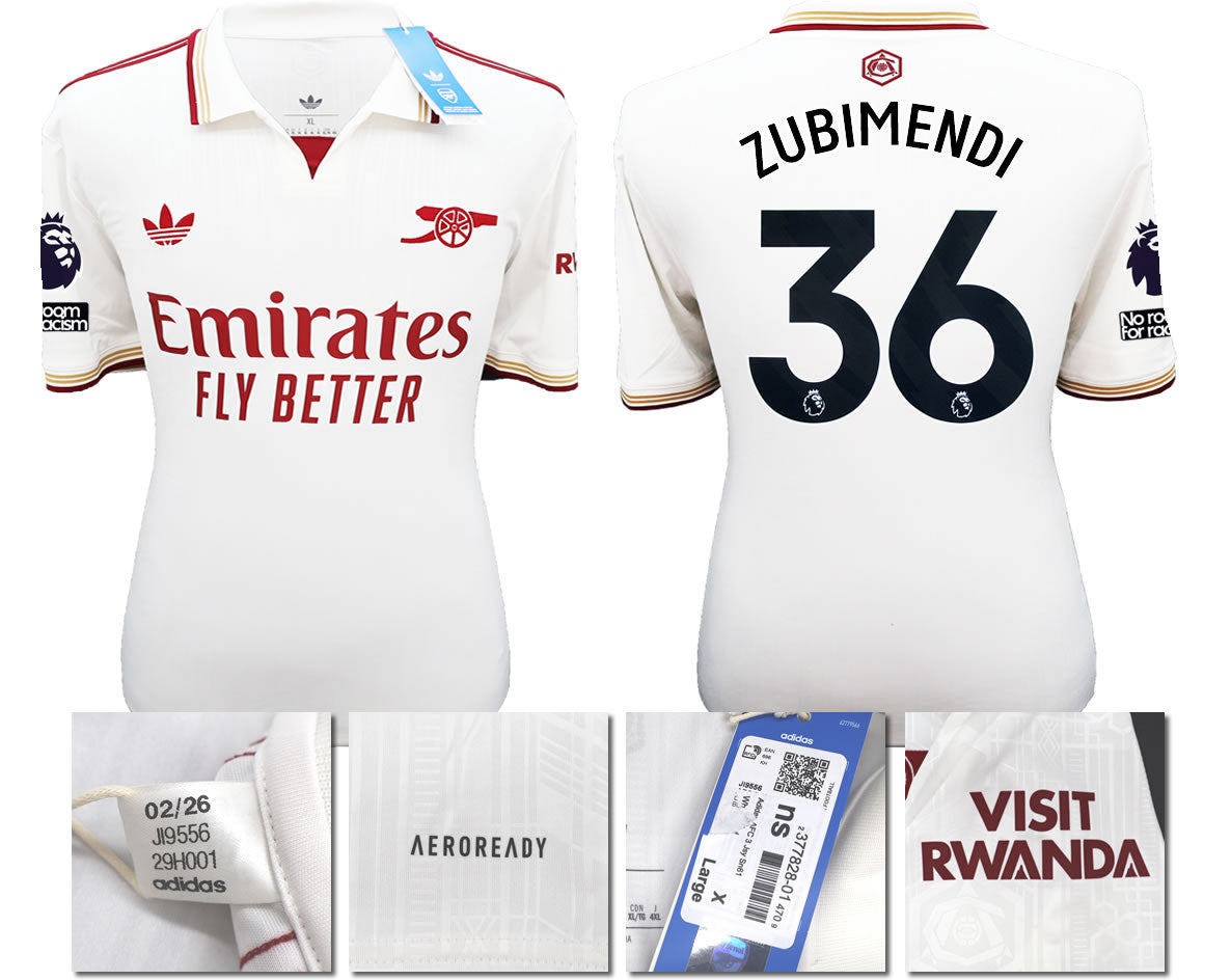 BNWT 2025/2026 ARSENAL F.C. ADIDAS 3RD SHIRT ZUBIMENDI 36