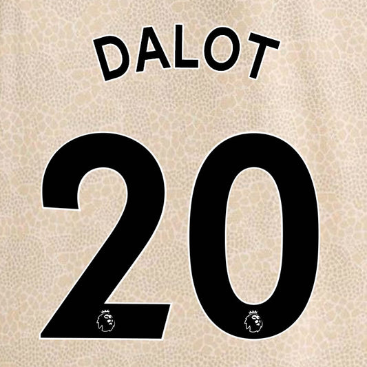2019 2020 MANCHESTER UNITED DALOT 20 WHITE AWAY OFFICIAL PLAYER SIZE NAME SET