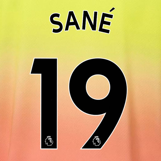 2019 2020 MANCHESTER CITY SANÉ 19 WHITE 3RD OFFICIAL PLAYER SIZE NAME SET