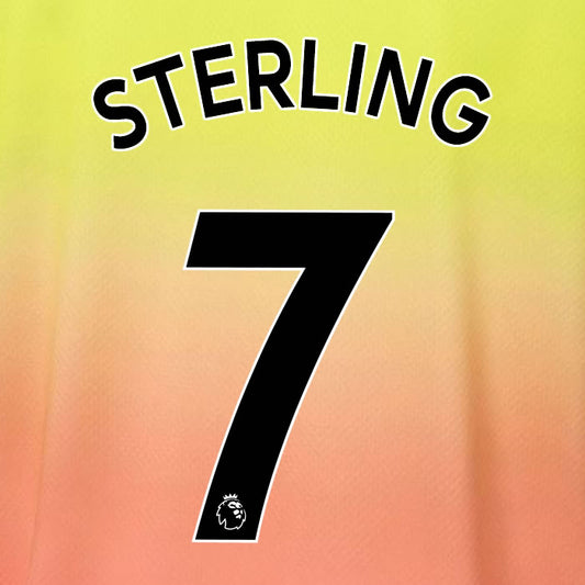 2019 2020 MANCHESTER CITY STERLING 7 WHITE 3RD OFFICIAL PLAYER SIZE NAME SET